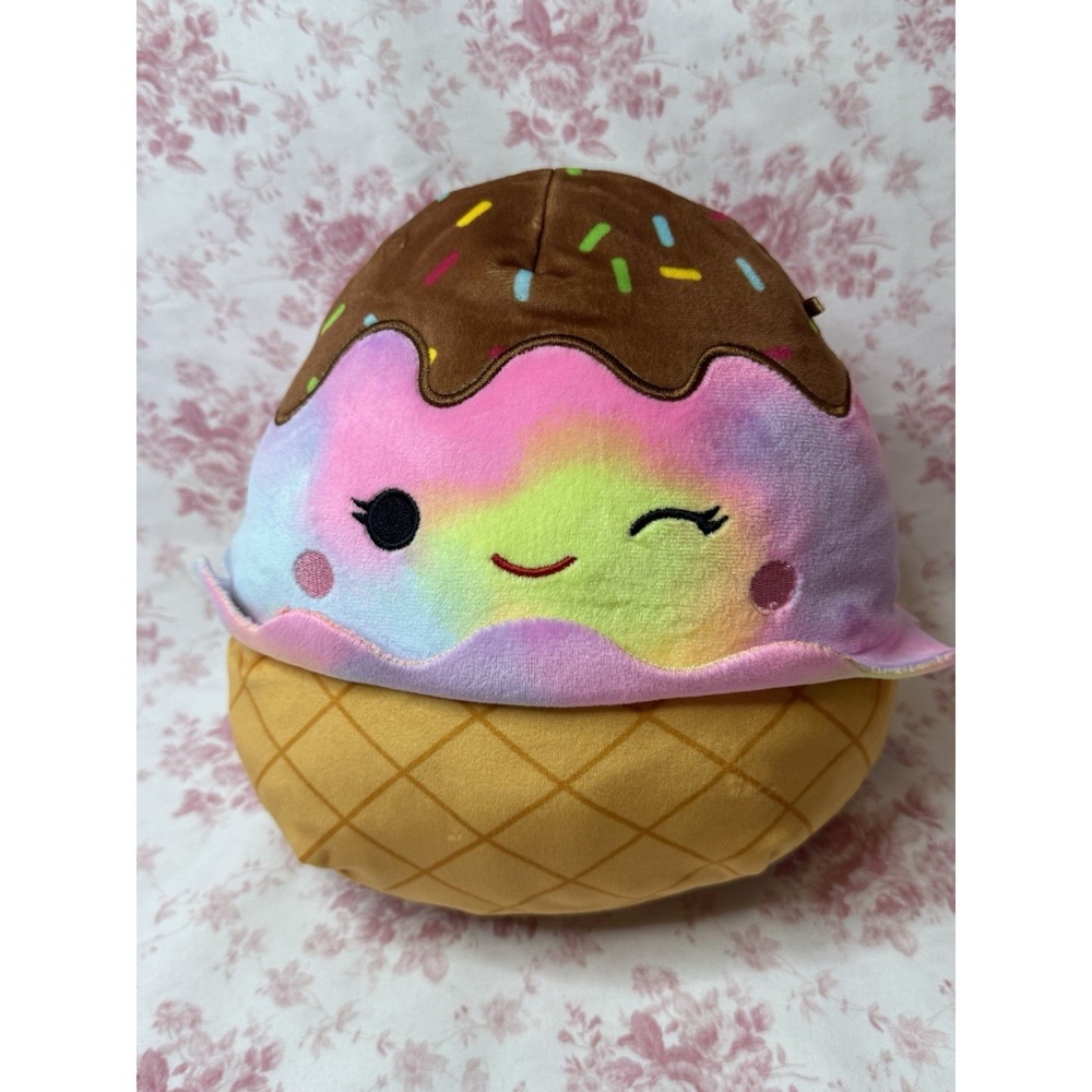 Squishmallows Glady Rainbow Ice Cream Cone Plush 9" Kellytoy Stuffed To